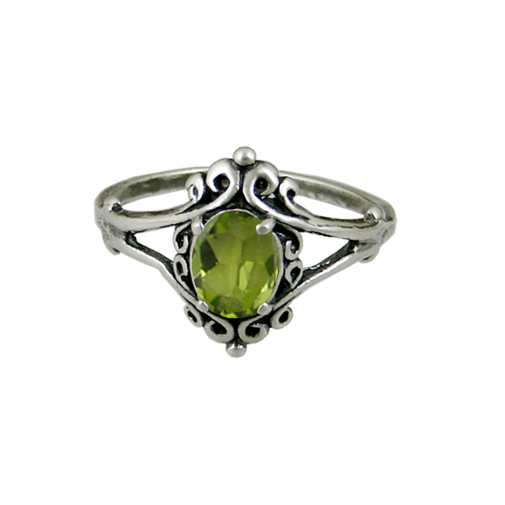 Sterling Silver Gemstone Ring With Peridot Size 5